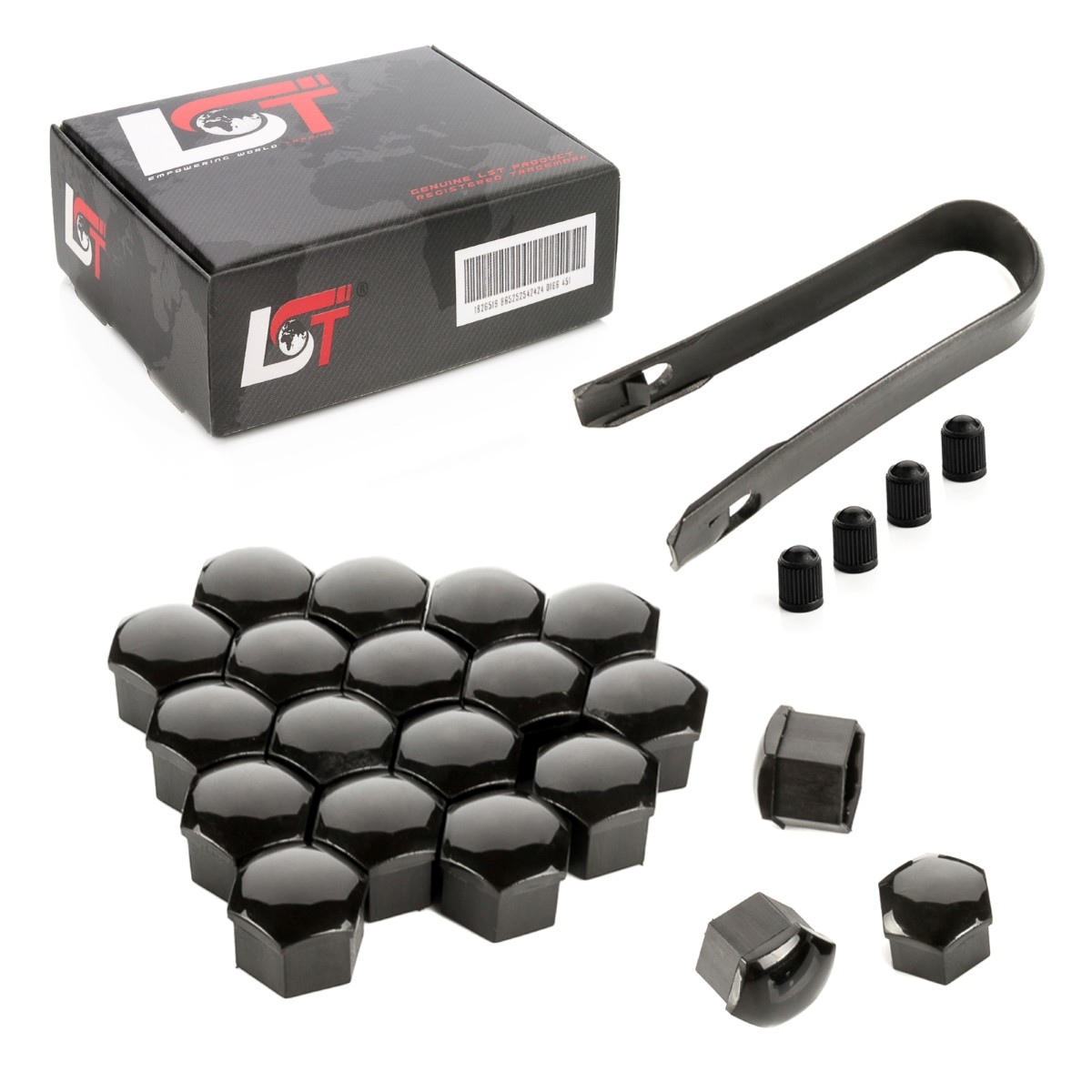 20X Wheel Nut Caps Hex Caps Set 17 Mm Black For JEEP