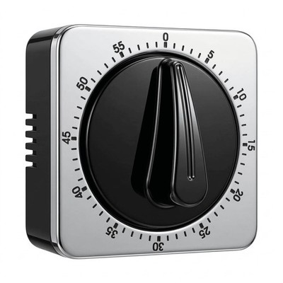 Magnetic Mechanical Kitchen Timer Stainless Steel Silver Wind-Up Countdown Bell