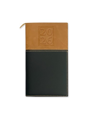 BookFactory 2026 Wochentasche 3,5 x 6 Zoll, zweifarbig braun und schwarz - Bild 1 von 7