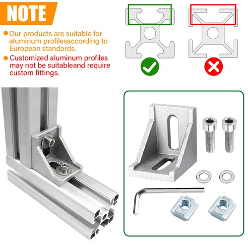 80X Aluprofil Verbinder Innenwinkel Außenwinkel Nutprofil 2020 3030 4040 Nut6/8 - Bild 6 von 25
