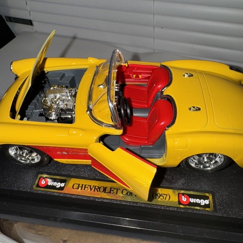 BURAGO BIJOUX 1957 CORVETTE RARE - YELLOW W/RED 1:24 New - 第 1/9 張圖片
