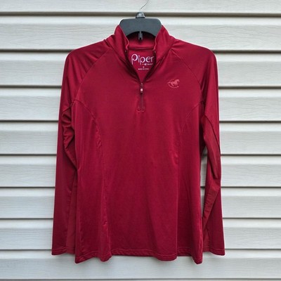 Piper Equestrian Sun Training Vented Maroon Red Top 1/4 Zip Long Sleeve Size M