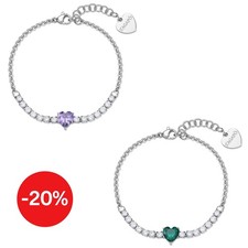 Sagapo Bracciale donna acciaio cuore zircone Verde Viola S'agapo SDZ153 SDZ154