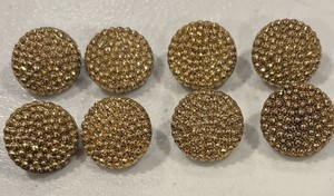 8 Vintage La Mode Black Glass Gold Bubble Luster Buttons 3/4”