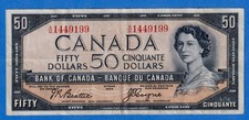 CANADA $50 1954 BC-34b / P-71b QE II Circulated DEVIL'S FACE    A/H 1449199