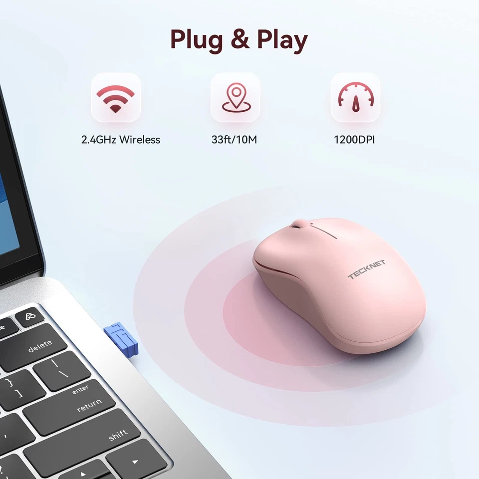 TeckNet 2.4G Omni Small Portable Wireless Optical Mouse with USB Nano Ewm01233 - Image 2 of 4