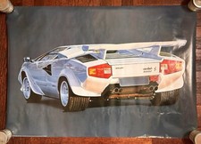 Vintage 1987 Lamborghini Countach 5000S Wizard & Genius Poster 26.75x38.5” AS-IS