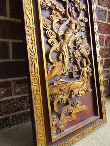 PAIR OF VINTAGE CHINESE CARVED AND GILT WOOD PANELS - Picture 11 of 15
