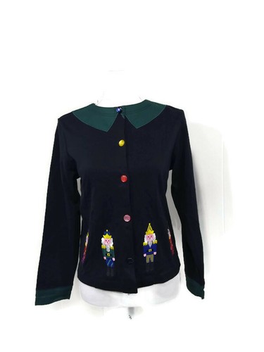 Copper Key NWT Juniors XL Christmas Knit Button Down Elf Collar Nutcraker Shirt - Picture 1 of 7