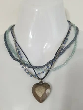 Cute Blue Beaded layered necklace  Adjustable 
