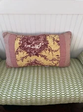 Waverly La Petite Ferme  Bolster Pillow Rooster Toile French Country 24 X 12