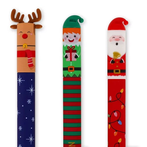 Set Weihnachten mit 3 löschbaren Gelstiften Santa Claus Reindeer Elf Stifte - Bild 2 von 10