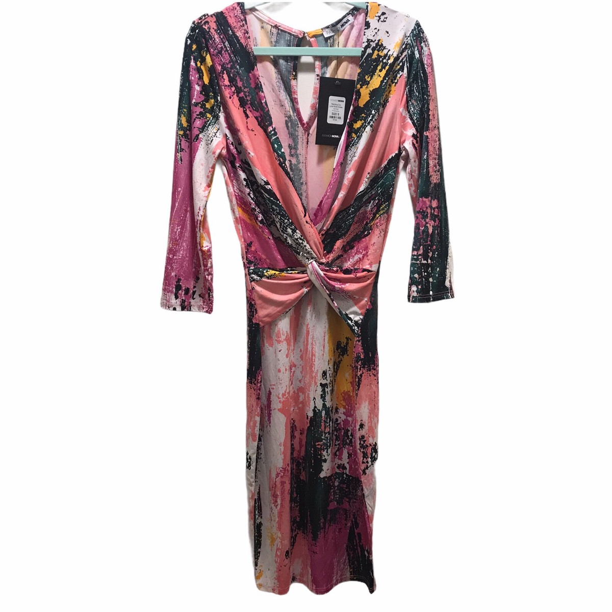 Fasion Nova Dress Small Painting Our Love Knot Dress Multicolored