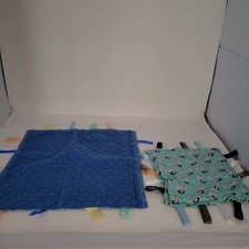 2 Baby Lovey Security Blankets 2 With Tabs 1 With Minky Dots On One Side