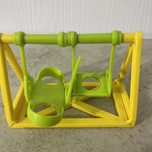 Vintage Fisher Price Little People Yellow & Green Swing Set #923 School Broke