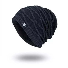 Beanie Knit Slouch Warm Lined With Elevated Pattern Available In 4 Colors