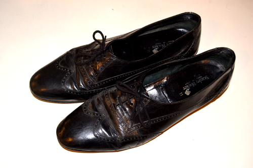 Men's Stanley Black Tuxedo Dress Shoes Retro Vintage Spats Size 11M 45eu leather - Picture 2 of 9
