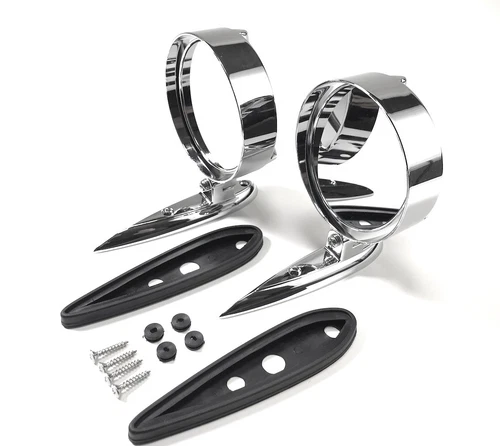 55 56 57 Chevy Yankee Tri-Bar Chrome Outside Rear View Mirrors Pair New