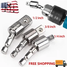 Socket Adapter Set Hex Shank to 1/4" 3/8" 1/2" Impact Driver Drill 3 Pcs Size