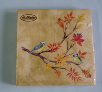 20 Servietten Meisen VöGel Herbst 1 Packung Ovp Motivservietten Vogel Ast BläTte