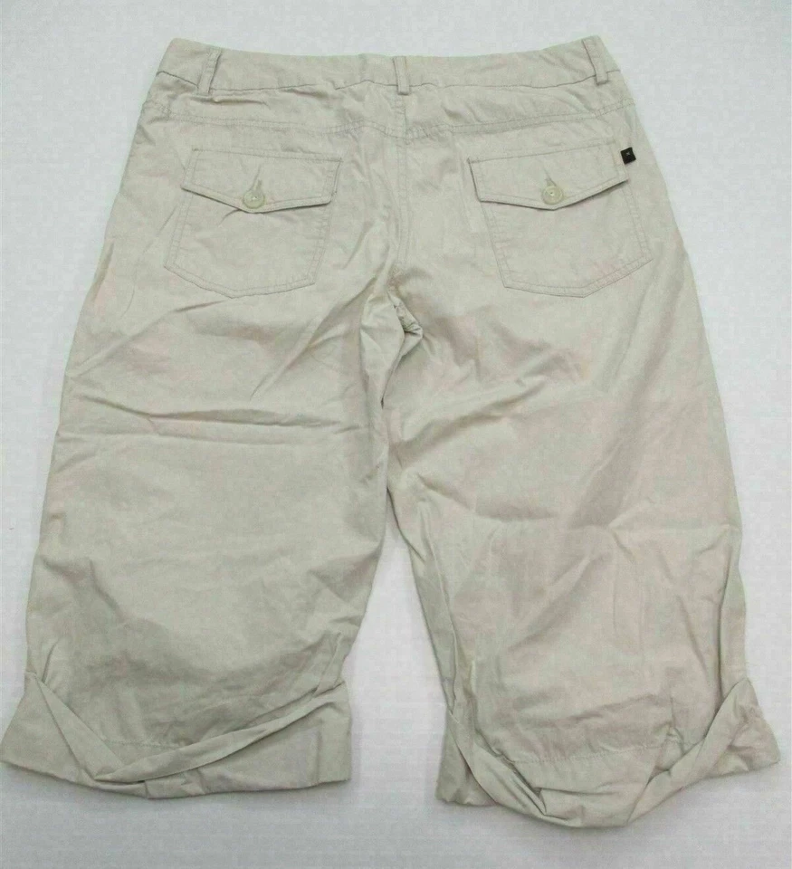 Bermudas para mujer HURLEY SH1398 talla 9 algodón claro con puños caqui Foto 3 de 4