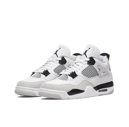 Herren Damen Air Jordan Retro 4 Military Schwarz White University Blue Infrared#