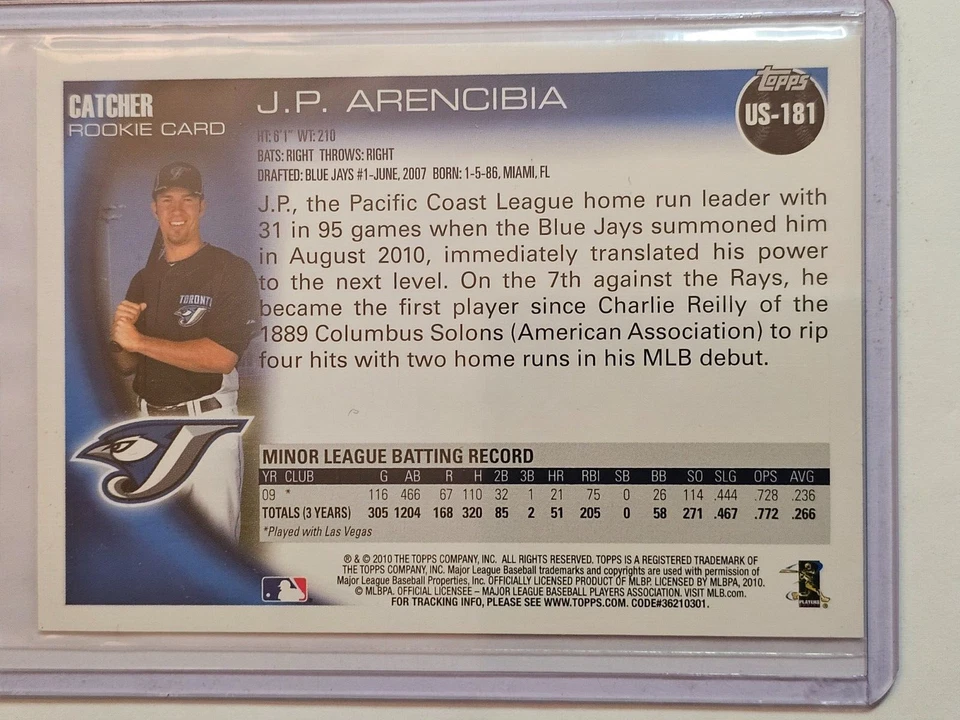 2010 Topps Update Wal-Mart All-Black JP Arencibia #US-181 - Image 2 of 2
