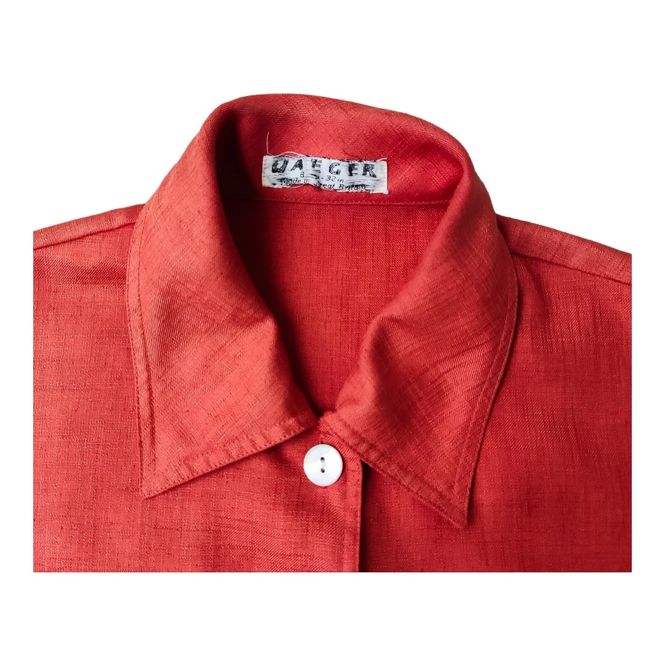 ВИНТАЖНЫЙ JAEGAR ЖЕНЩИН НА ПУГОВИЦАХ ВЕРХНИЙ ОРАНЖЕВЫЙ СДЕЛАНО В ВЕЛИКОБРИТАНИИ - Изображение 2 из 4