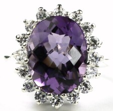 AMETHYST Sterling Silver Royal Engagement Ring -Handmade   SR310