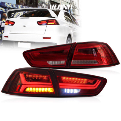 RED LED Tail Lights For 2008-2017 Mitsubishi Lancer EVO X Rear Brake Lamps VLAND