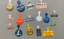 Lot of 18 Vintage Fold Over Tabs Pin Pinbacks Kennedy Rockefeller Vote Mixed