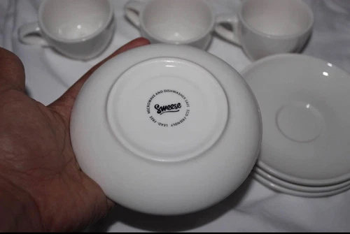 Sweese 401.001 Porcelain Espresso Cups with Saucers - 2 Ounce - Set of 6 White