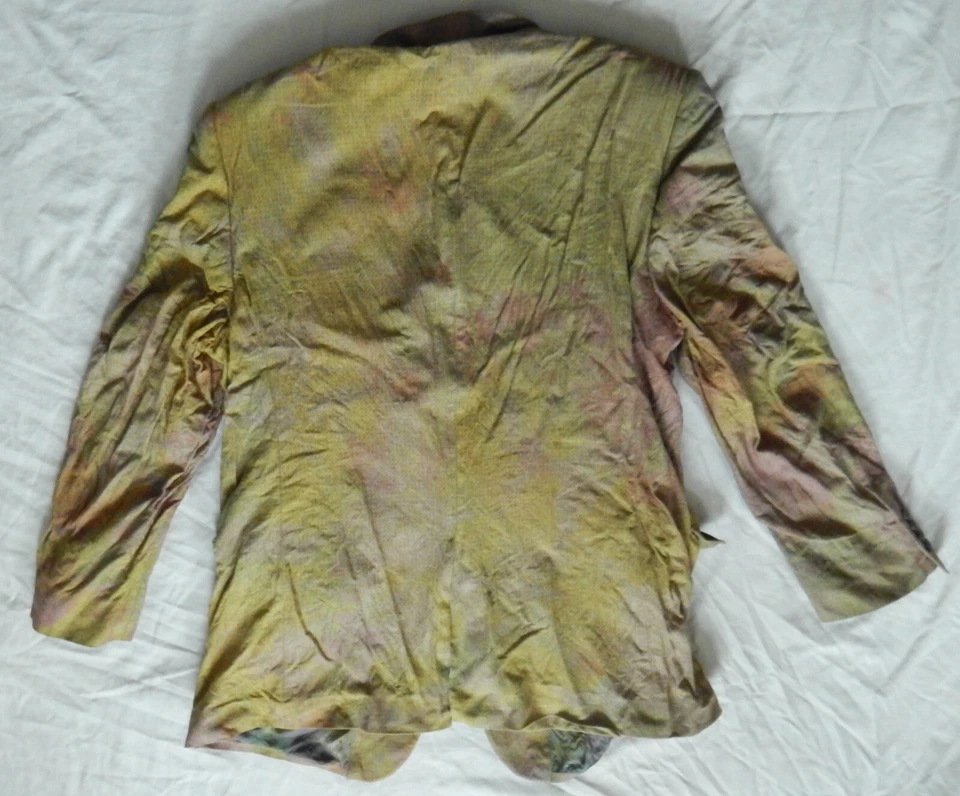 Silk Tie Dye Green Pink 3-Button Blazer Suit Jacket - 48R Mens Hand Made XL - Image 2 of 4