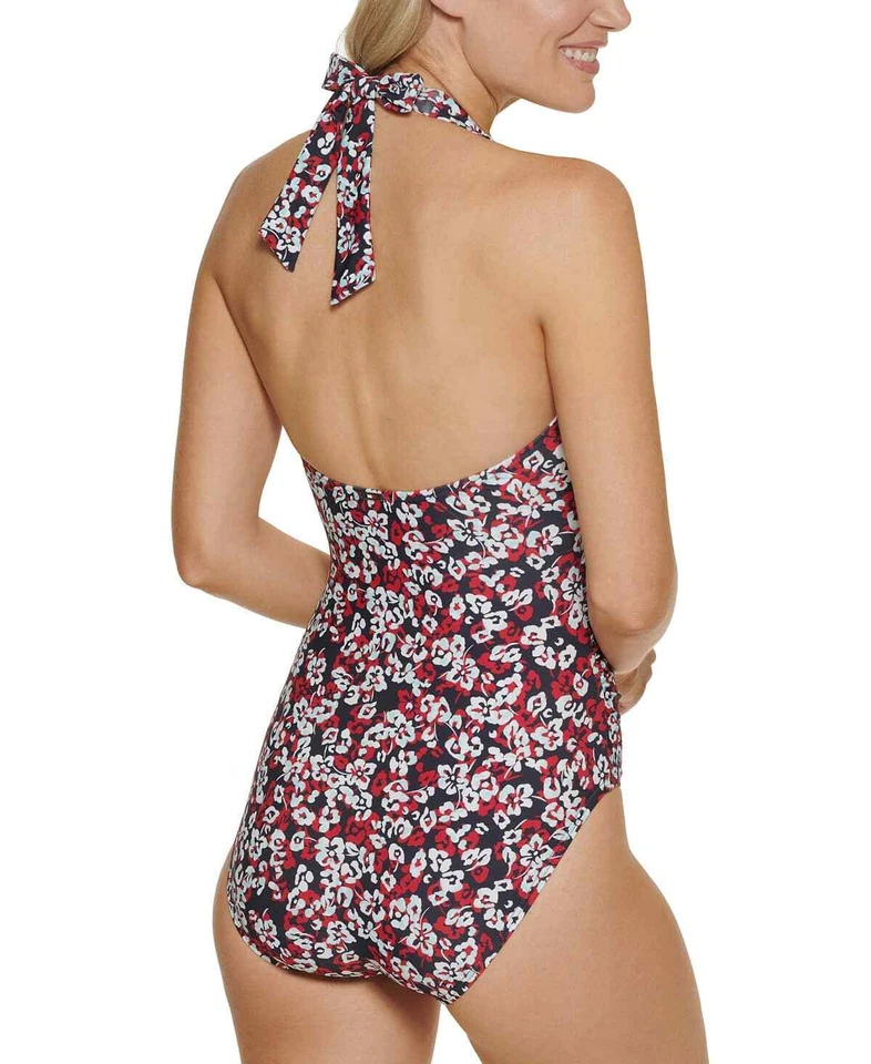 Traje de baño Tommy Hilfiger de una pieza con control de barriga estampado floral para mujer - 12 -... Foto 2 de 4