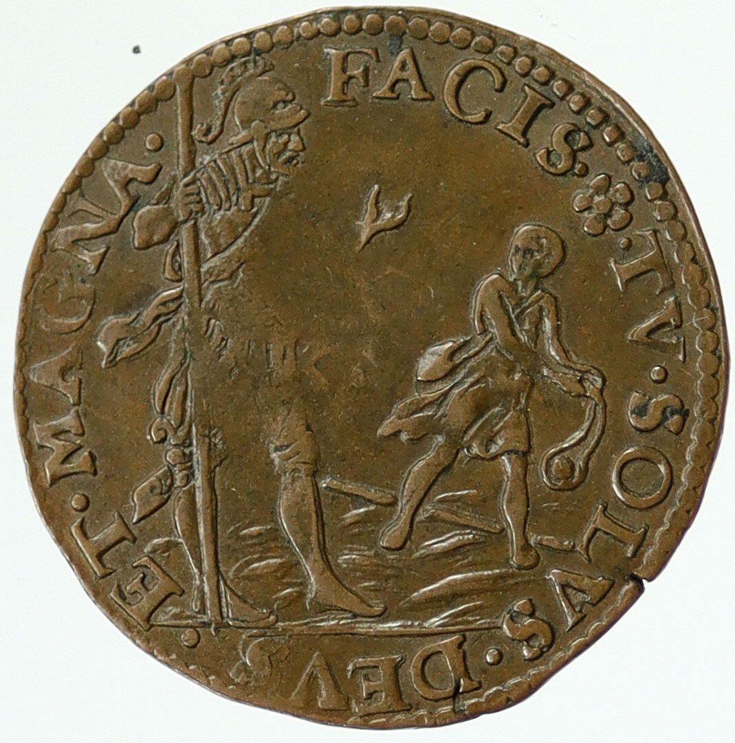 1578 NETHERLANDS vs SPANISH David and Goliath Antique OLD Jeton