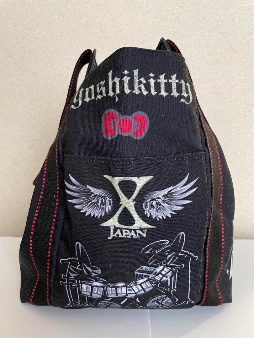 X JAPAN Yoshiki Yoshikitty Satin Frill Tote Bag Sanrio Hello