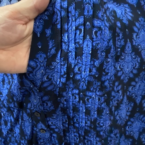Terra & Sky Paisley Pin Tuck Tunic Top Woman's 4X Blue Long Sleeve Relaxed Boho - Picture 7 of 16