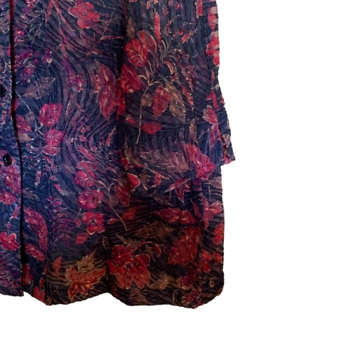 Coldwater Creek Top Womens 1X Multicolor Floral Linen Blend Button Blouse - Picture 4 of 7
