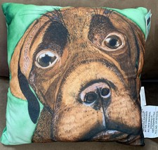 DOG PORTRAIT PILLOW 11  BROWN/GREEN SUPER CUTE 