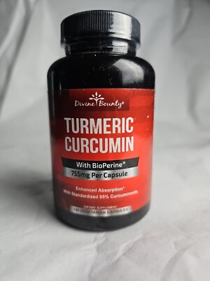 Divine Bounty Turmeric Curcumin with Bioperine - 755 mg - 120 caps - Exp 02/27