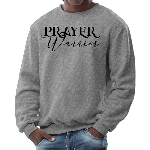Mens Graphic Sweatshirt - Prayer Warrior Script Style Illustration - Picture 66 of 70