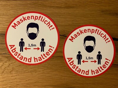 CORONA Aufkleber 2021 Lockdown Maskenpflicht Schutz Sticker Mundschutz Abstand