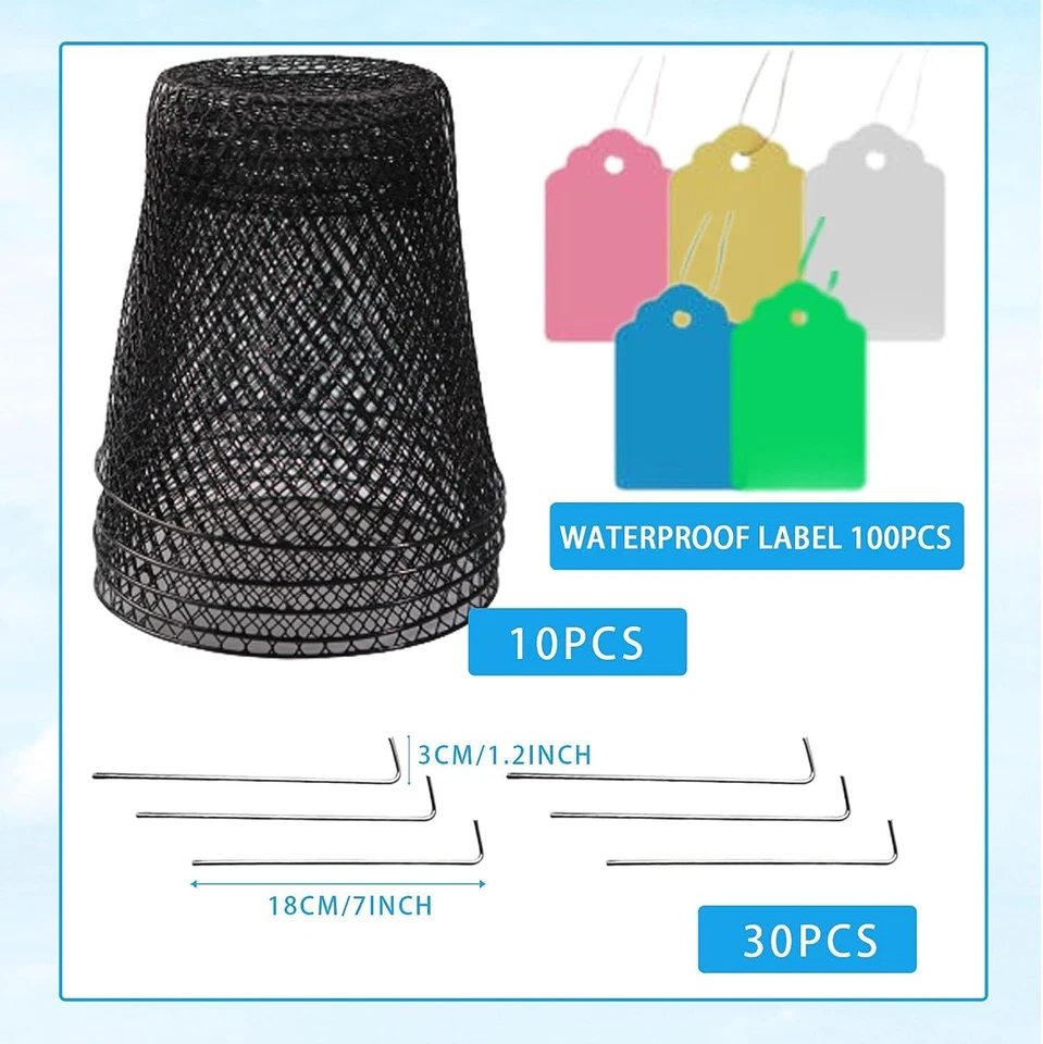 10Pack Chicken Wire Cloches Plant Cover Garden Plant Protector Cover with Labell - Image 4 of 4