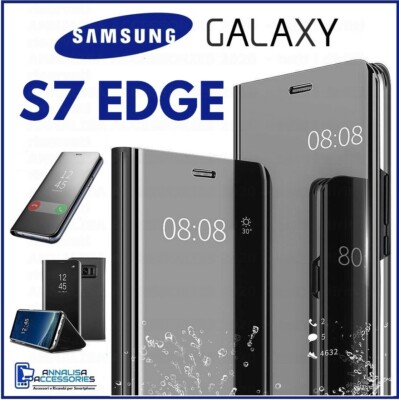 HANDYHÜLLE CLEAR VIEW FÜR SAMSUNG GALAXY S7 EDGE SCHUTZ COVER SPIEGEL FLIP CASE