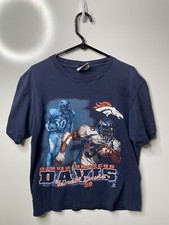 Vintage Terrell Davis #30 Graphic Short Sleeve T Shirt Blue Size Medium Broncos