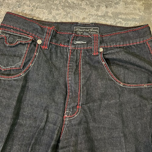 36x33 Vintage Embroidered Knockout Jeans Missing Button - Picture 6 of 7