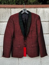 NWT 695 HUGO BOSS Metallic Slim Fit Tuxedo Blazer Red Sz 48 US 38