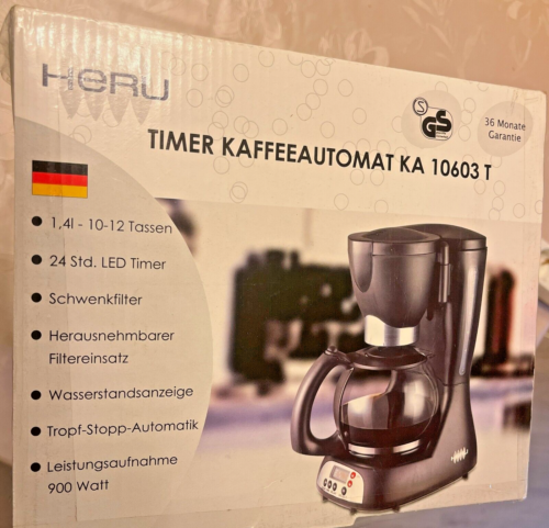Kaffeeautomat mit Timer und Glaskanne schwarz neu Heru 10603T - Bild 2 von 14