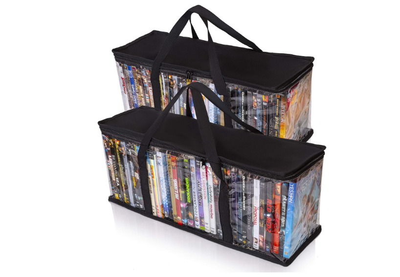 DVD Storage Bag CD Case Organizer Holder Cases Carrying Zippered 2 Bags ...