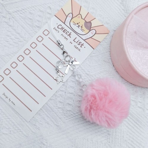 Pompoms Keychain Bag Pendant Phone Lanyard Hollow Pentagrams Phone Chain Keyring - Afbeelding 7 van 8